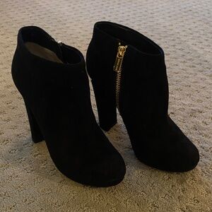 Michael Kors Black Heeled Boots with Gold Zipper